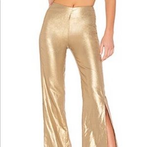 Metallic Gold side- slit pants